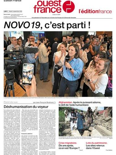 La Une de OuestFrance le 1er septembre 2025